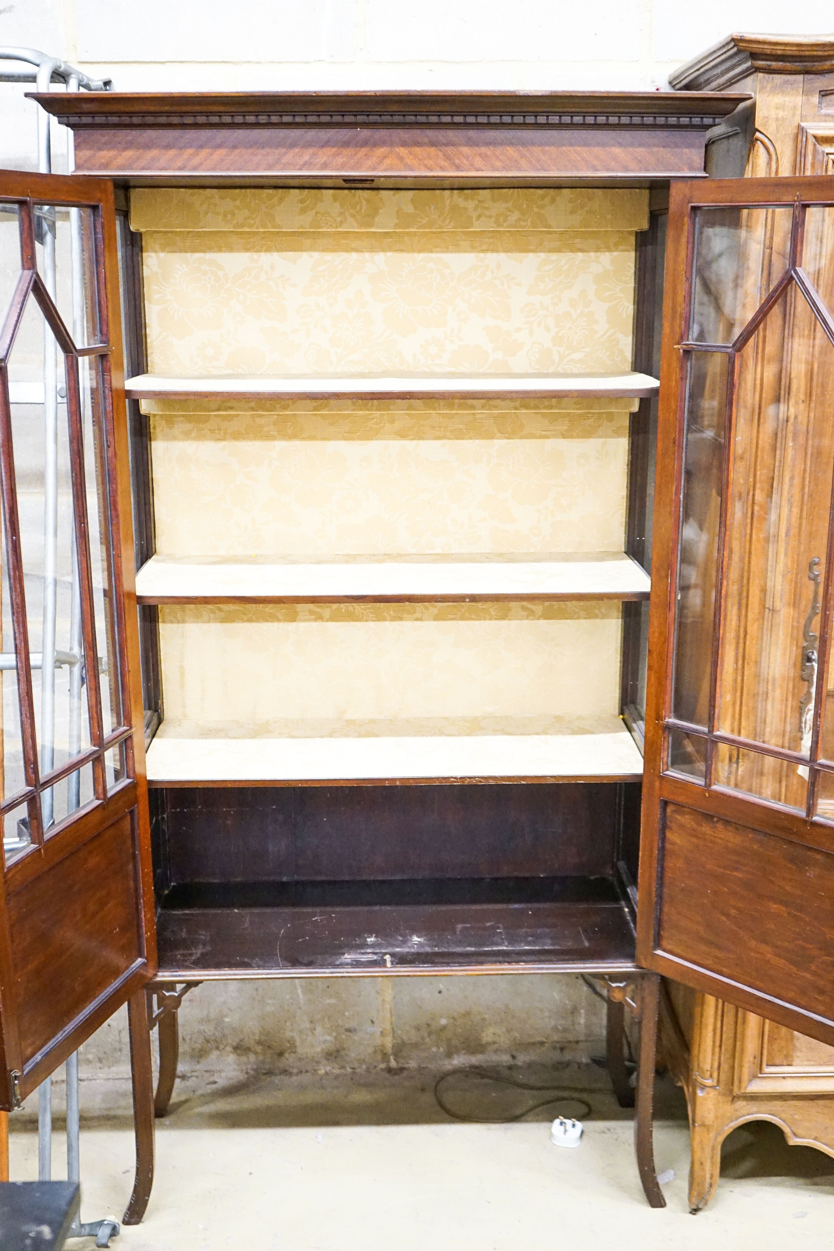 An Edwardian mahogany display cabinet, width 94cm, depth 36cm, height 173cm